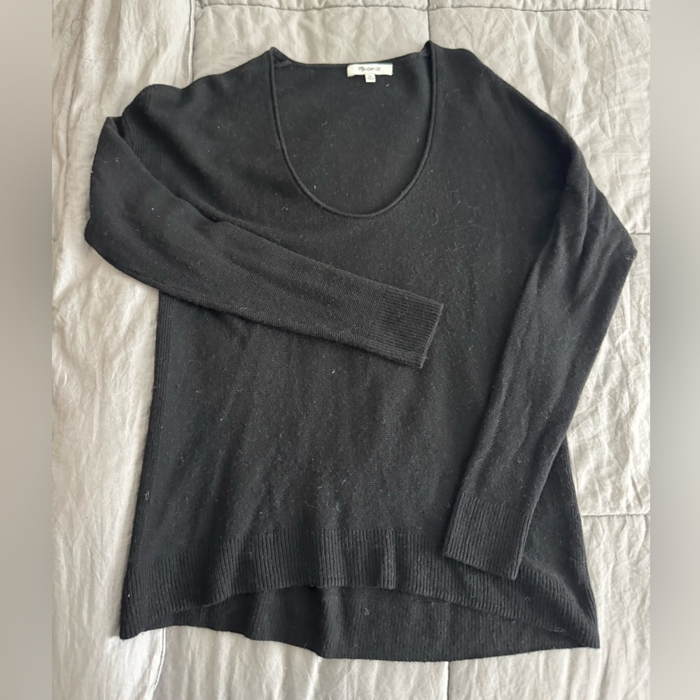 Madewell Elegant Black Scoop Neck Sweater